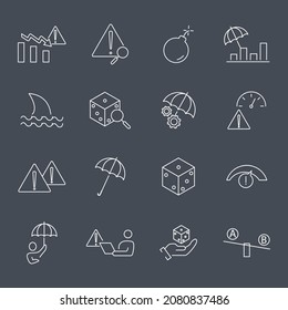 Juego de iconos de Gestión de Riesgos.Símbolo del paquete de Gestión de Riesgos Elementos vectoriales para la web infográfica