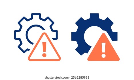 Risk management icons. Vector illustration. Warning symbol in settings and operations.