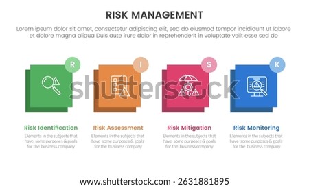 risk management infographic with 4 point stage template with horizontal square balance for slide presentation vector