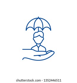 Risk management line icon concept. Risk management flat  vector symbol, sign, outline illustration.