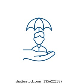 Risk management line icon concept. Risk management flat  vector symbol, sign, outline illustration.