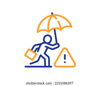 Risk management line icon. Insurance umbrella sign. Danger warning symbol. Colorful thin line outline concept. Linear style risk management icon. Editable stroke. Vector