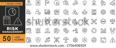 Risk Management line icon set. Editable stroke. Vector illustration.
