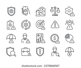Risk management line icons. Editable stroke. For website marketing design, logo, app, template, ui, etc. Vector illustration.