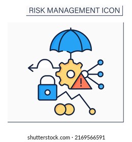 Risk Management Methods Color Icon. Treating Risks. Avoidance, Retention, Sharing, Transferring, And Loss Prevention And Reduction. Business Concept. Isolated Vector Illustration