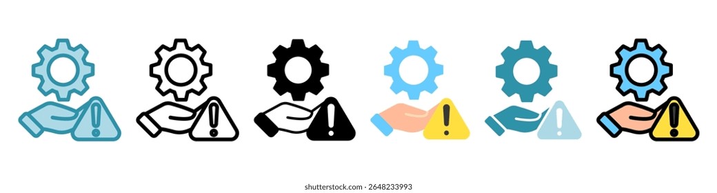 Gestión de riesgos multi estilo, mini conjunto de iconos de ilustración. Vector para el concepto moderno, impresión, interfaz de usuario, kit UX, Web y desarrollo de App. Relacionado con la gestión de riesgos, negocios, finanzas.