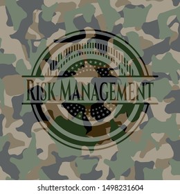 Risk Management on camouflaged texture. Vector Illustration. Detailed.