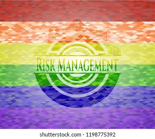 Risk Management on mosaic background with the colors of the LGBT flag