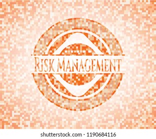 Risk Management orange mosaic emblem with background