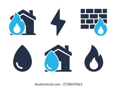Risk Management and Property Security icon set. Solid glyph series icons
