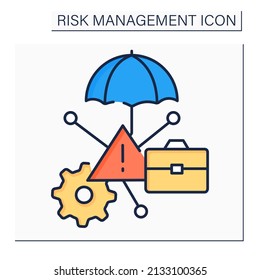 Risk management services color icon. Provides unique insurance needs. Identifying business interruption risk. Business concept. Isolated vector illustration