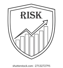 Risk management shield with growth chart