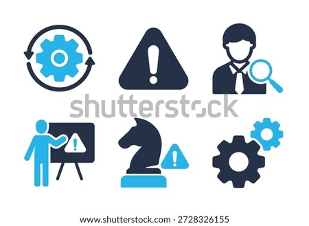 Risk Management and Strategy icon set. Solid glyph series icons