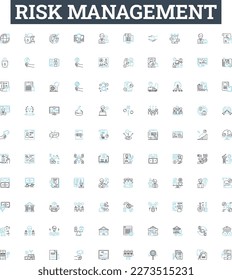 Risk management vector line icons set. Risk, Management, Assess, Analyze, Avoid, Control, Mitigate illustration outline concept symbols and signs