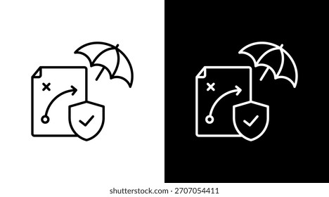 Gestión de riesgos Diseño de conjunto de iconos blancos