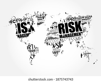 Risk Management word cloud in shape of World Map, business concept background