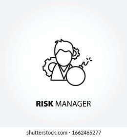 Icono de línea RISK MANAGER. icono del ADMINISTRADOR de negocios defectuosos