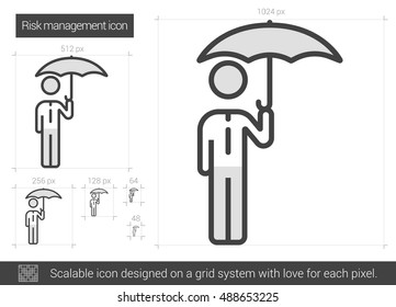 Risk managment vector line icon isolated on white background. Risk managment line icon for infographic, website or app. Scalable icon designed on a grid system.