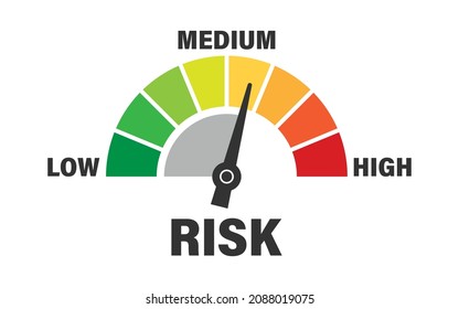 Risk meter icon in flat style. Rating indicator vector illustration on white isolated background. Fuel level sign business concept.