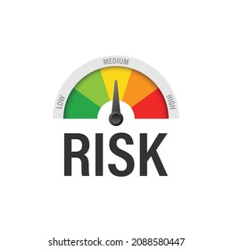 Risk meter icon in flat style. Rating indicator vector illustration on white isolated background. Fuel level sign business concept.