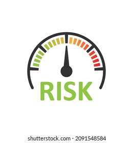 Risk meter icon in flat style. Rating indicator vector illustration on white isolated background. Fuel level sign business concept.