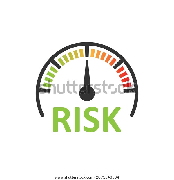 Risk meter icon in flat style. Rating indicator\
vector illustration on white isolated background. Fuel level sign\
business concept.