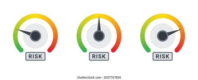 Risk meter. Risk icons. Meter signs concept. High risk scale concept. Vector illustration