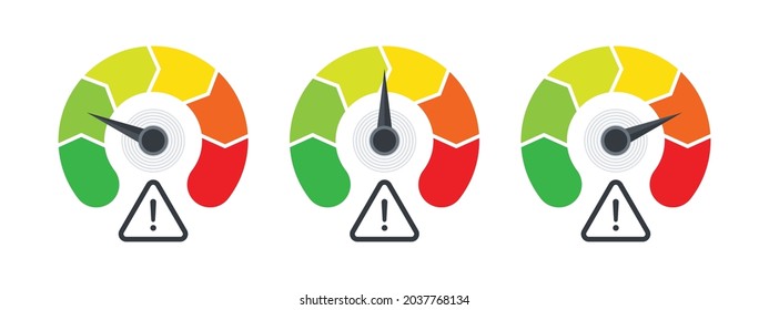 Risk meter. Risk icons. Speed indicator sign. Meter signs concept. Vector illustration