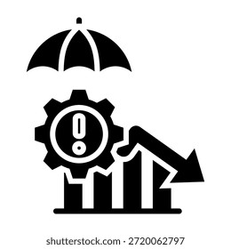 Icono de mitigación de riesgo Ilustración vectorial de estilo de glifo