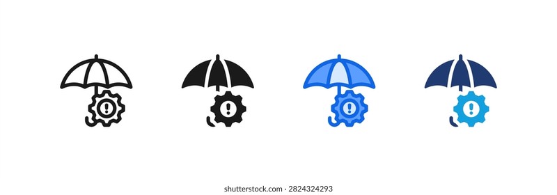 Risk Mitigation Umbrella icon multiple style collection. Vector illustration.