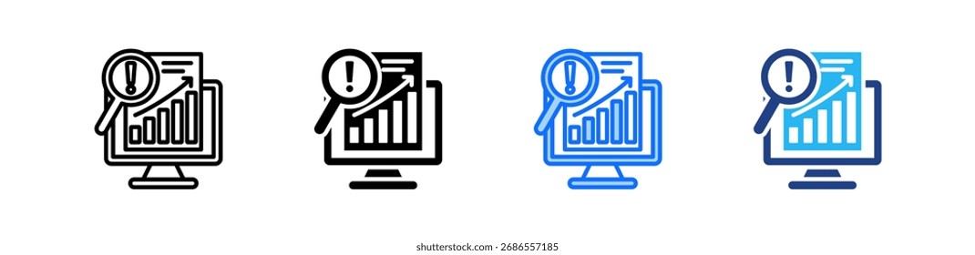 Conjunto de vários estilos de ícone de monitoramento de riscos