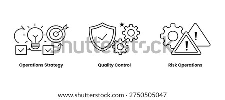 Risk Operations Quality Control Strategy Icon, quality assurance icon, enterprise risk management icon, risk assessment icon