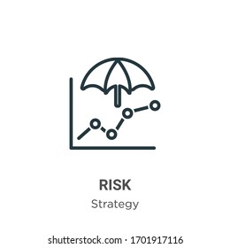 Risk outline vector icon. Thin line black risk icon, flat vector simple element illustration from editable strategy concept isolated stroke on white background