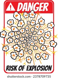 Risk of Popcorn Explosion Label. Caution Sign or Symbol. Vector Illustration.