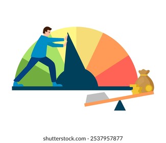 Risk premium - how much I need to pay if something has a big risk. Vector simple color flat illustration.