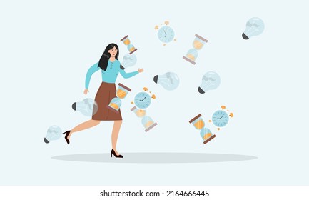 Risk or problem concept. Unhappy character under difficult circumstance. Overburdened person with difficult problem or task, person withstanding adverse conditions. Flat vector illustration.