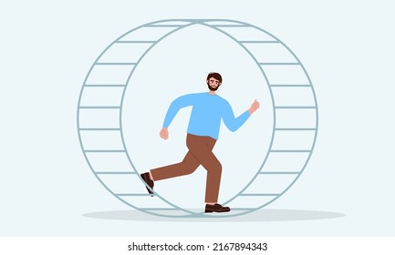 Risk or problem concept. Unhappy character under difficult circumstance. Overburdened person with difficult problem or task, person withstanding adverse conditions. Flat vector illustration.