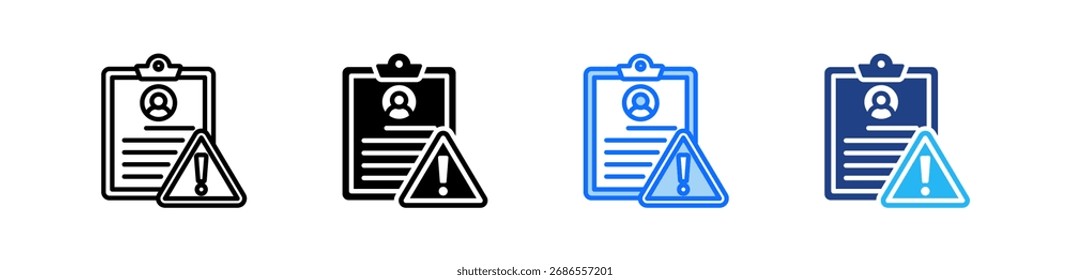 Ícone de registro de riscos Definir coleção de vários estilos