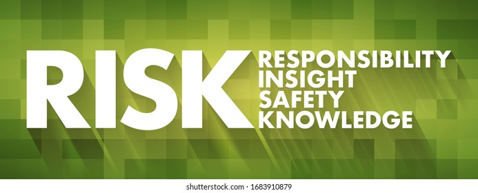 RISK - Responsibility Insight Safety Knowledge acronym, business concept background