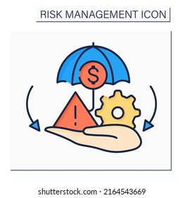 Risk retention color icon. Captive insurance. Setting up self-insurance reserve fund to pay for losses as occur. Business concept. Isolated vector illustration