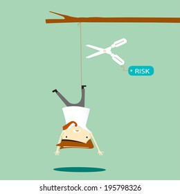 Risk scissors to business man.