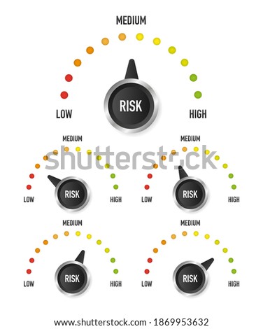 Risk Speedometer collection, great design for any purposes. Danger symbol. Vector illustration.