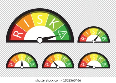 Velocímetro De Riesgo, Medidor De Satisfacción Del Cliente, Concepto De Calificación De Productos - Ilustraciones Vectoriales Establecidas - Aisladas En Fondo Transparente