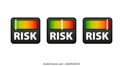 Risk speedometer. Risk gauge icon. High risk meter