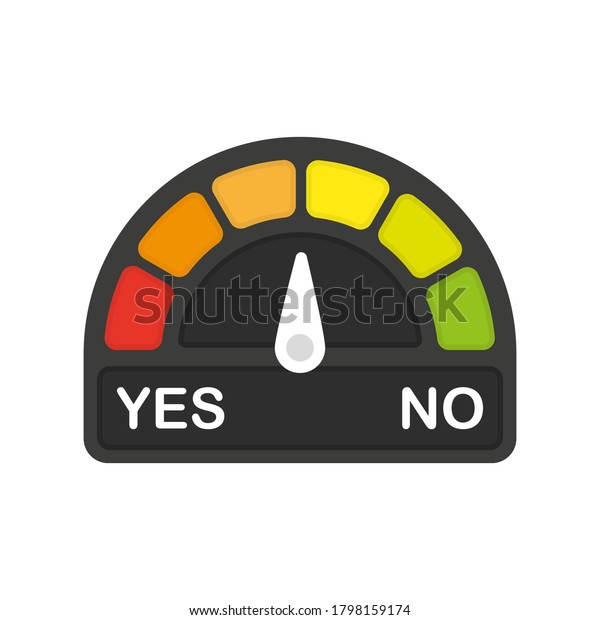 Risk speedometer\
yes or no in flat style on white background. Vector chart. High\
speed. Vector\
illustration.