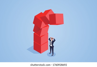 Risk, the stack of red cubes shakes and collapses