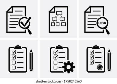 Risk, strategy, plan and analysis process Icon set, Vector digital financial business