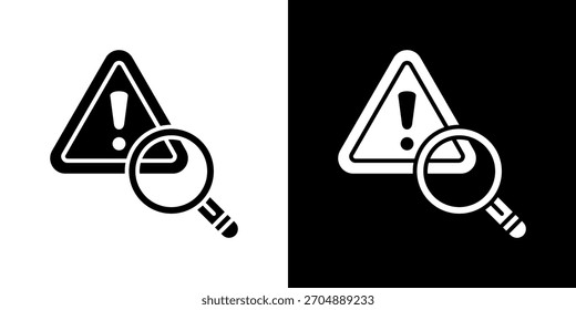 risk study icon set in black and white solid vector illustration
