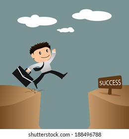 Risk Success Conceptbusinessman Jumping Over Gap Stock Vector (Royalty ...