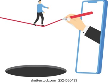 Risk taker, challenge to success, overcome difficulty or problem in crisis or entrepreneurship. Flat vector illustration

